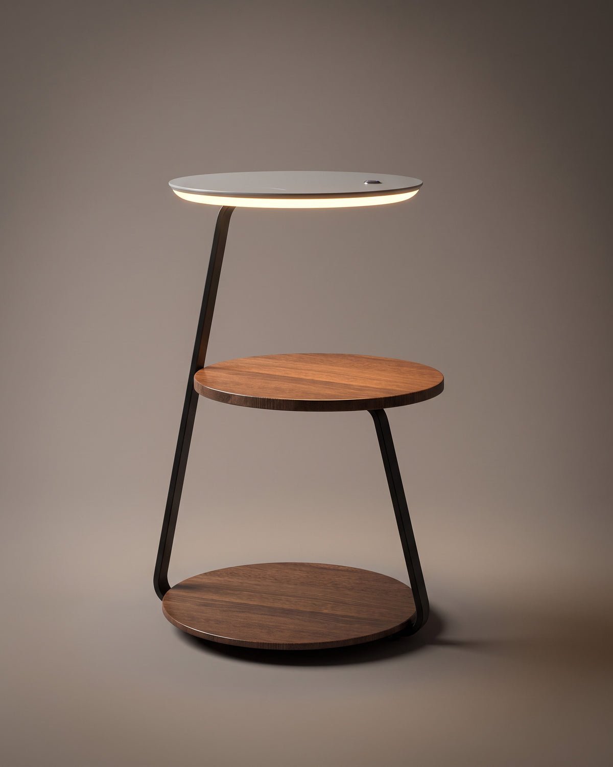 Lampadaire Guéridon, table d'appoint qui éclaire, vue d'ensemble sur fond neutre