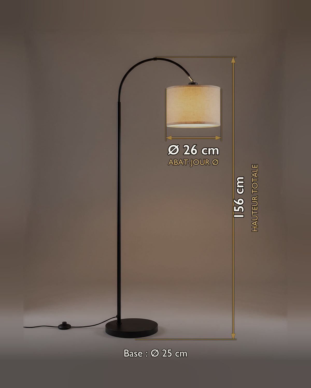 Lampadaire Crosse : carte des dimensions
