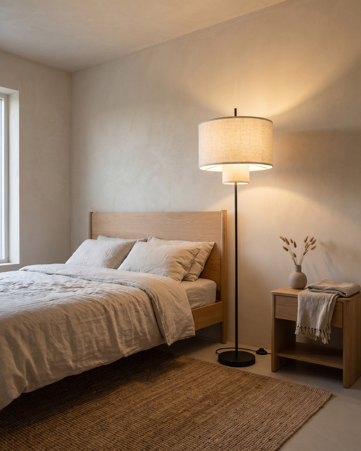 Lampadaire Tandem dans une chambre, en soirée