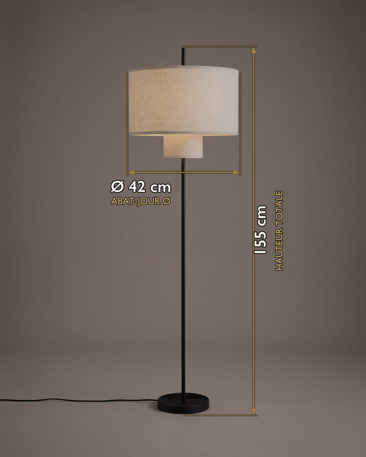 Lampadaire Tandem : carte des dimensions