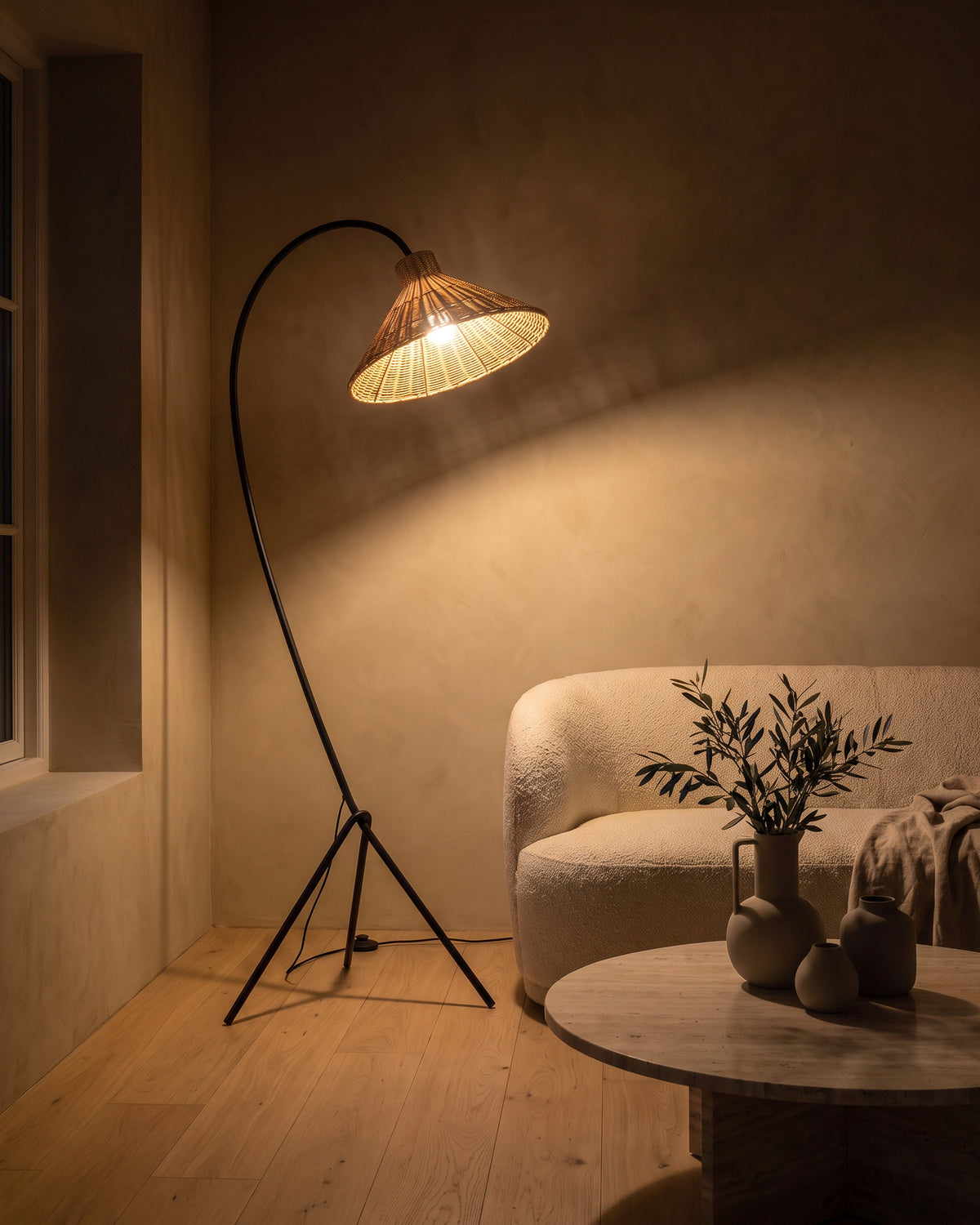 Lampadaire Héron allumé de nuit
