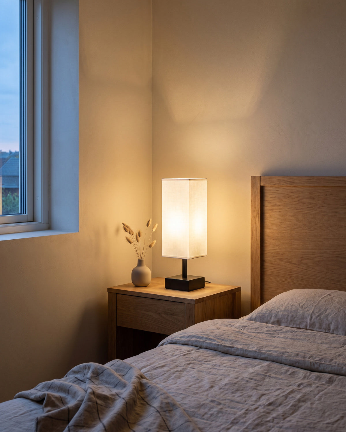 Lampe de table Pilastre dans une chambre, en soirée