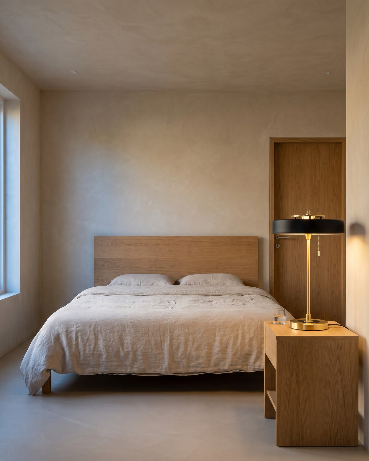 Lampe de table Médaillon, dans une chambre, vue d'ensemble qui montre sa taille réelle