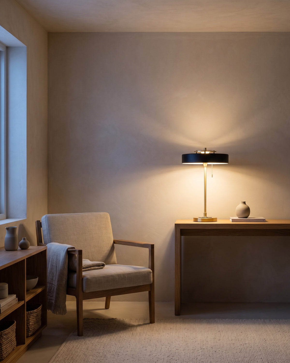 Lampe de table Médaillon dans une autre ambiance, allumée