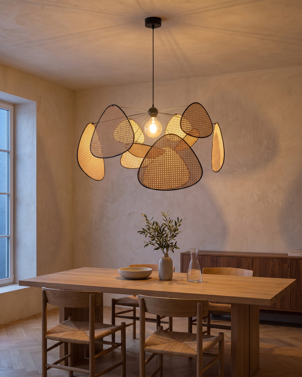 Lustre Paravent dans une seconde pièce, allumé