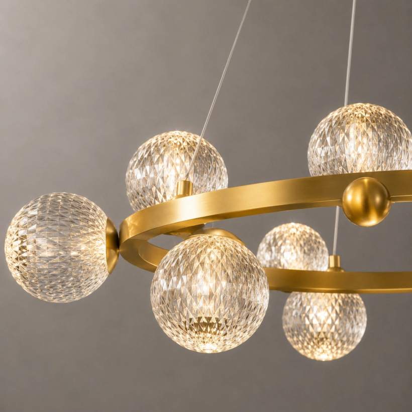 Détail des globes de verre texturé