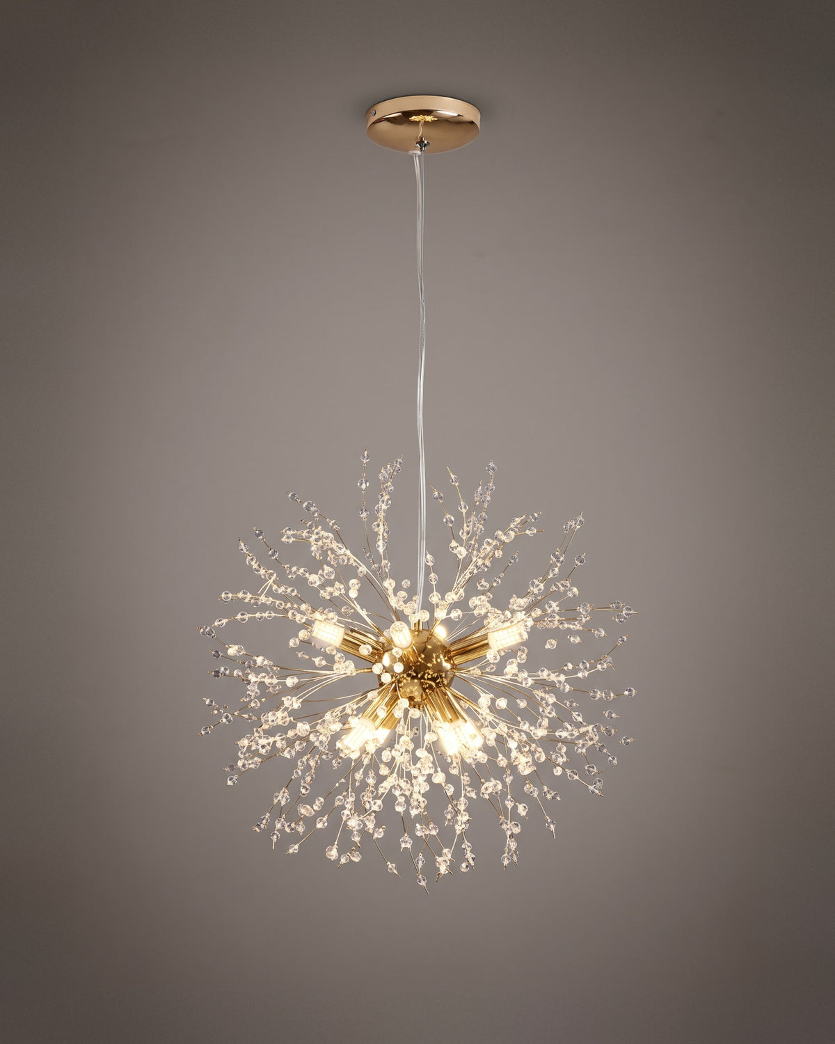Lustre Aigrette, allumé, photo studio