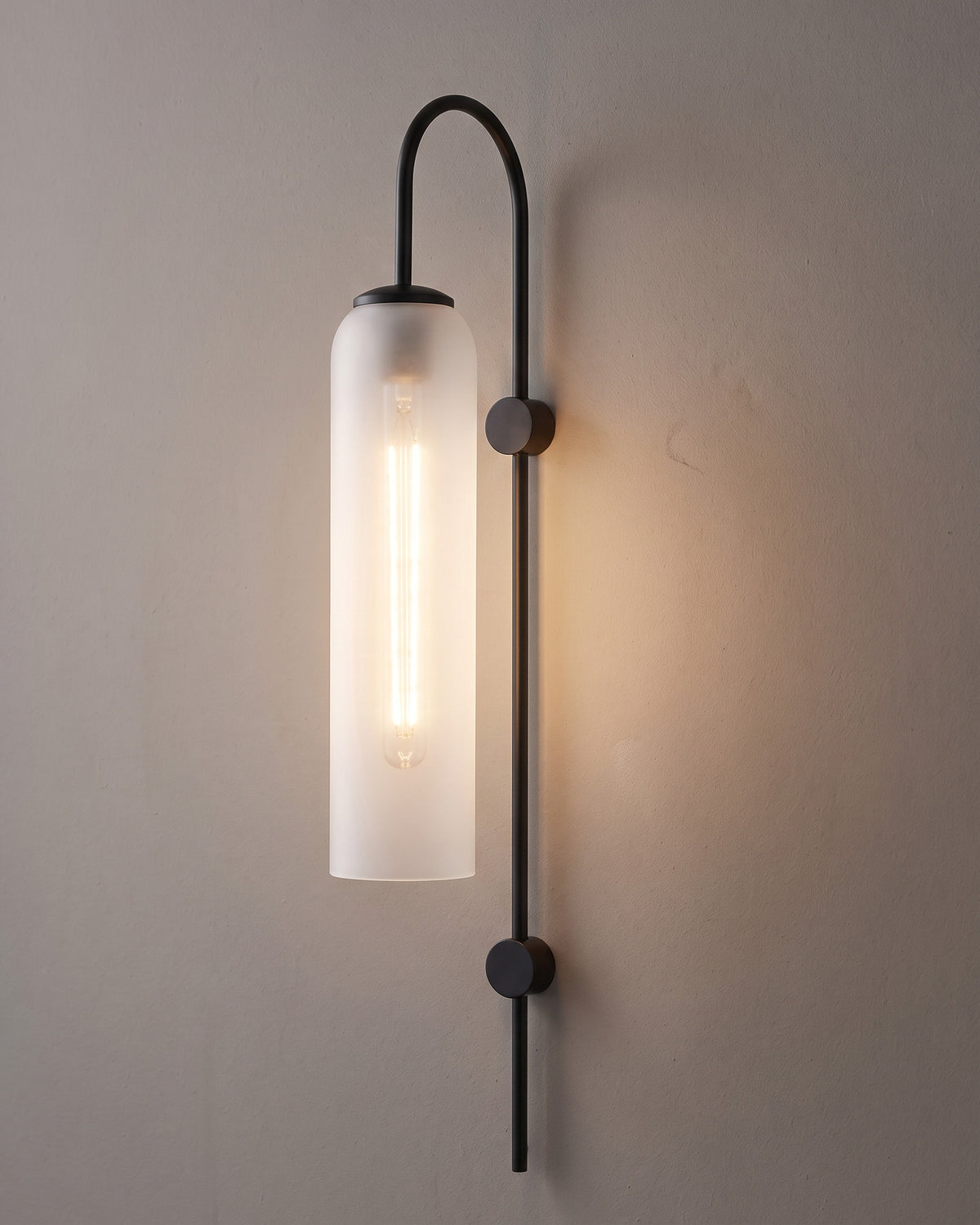 Applique Éprouvette, noir verre blanc depoli