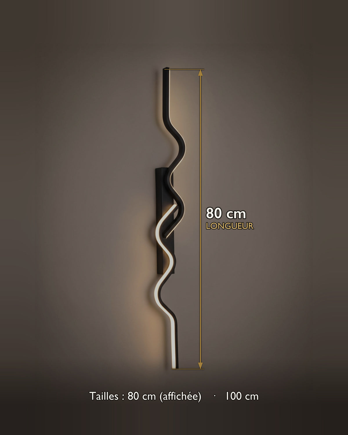 Applique Éclair, bande LED en zigzag noire