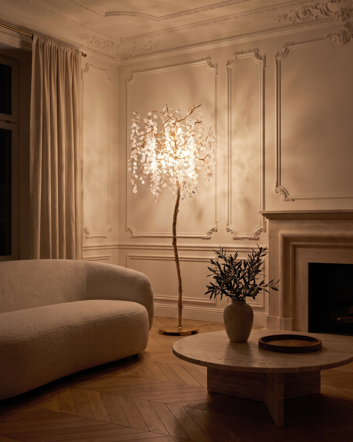 Lampadaire Saule allumé de nuit