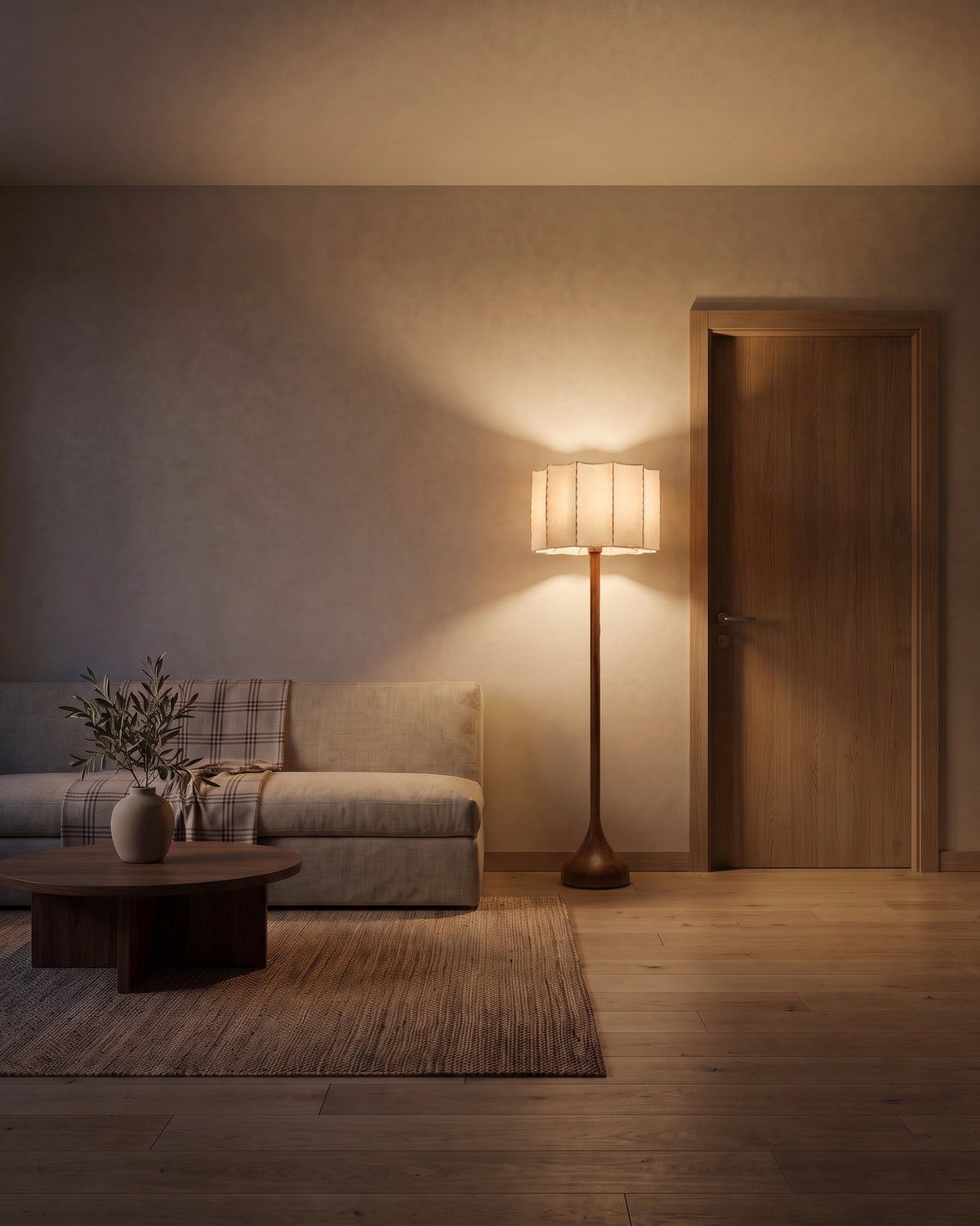 Lampadaire Fût allumé de nuit