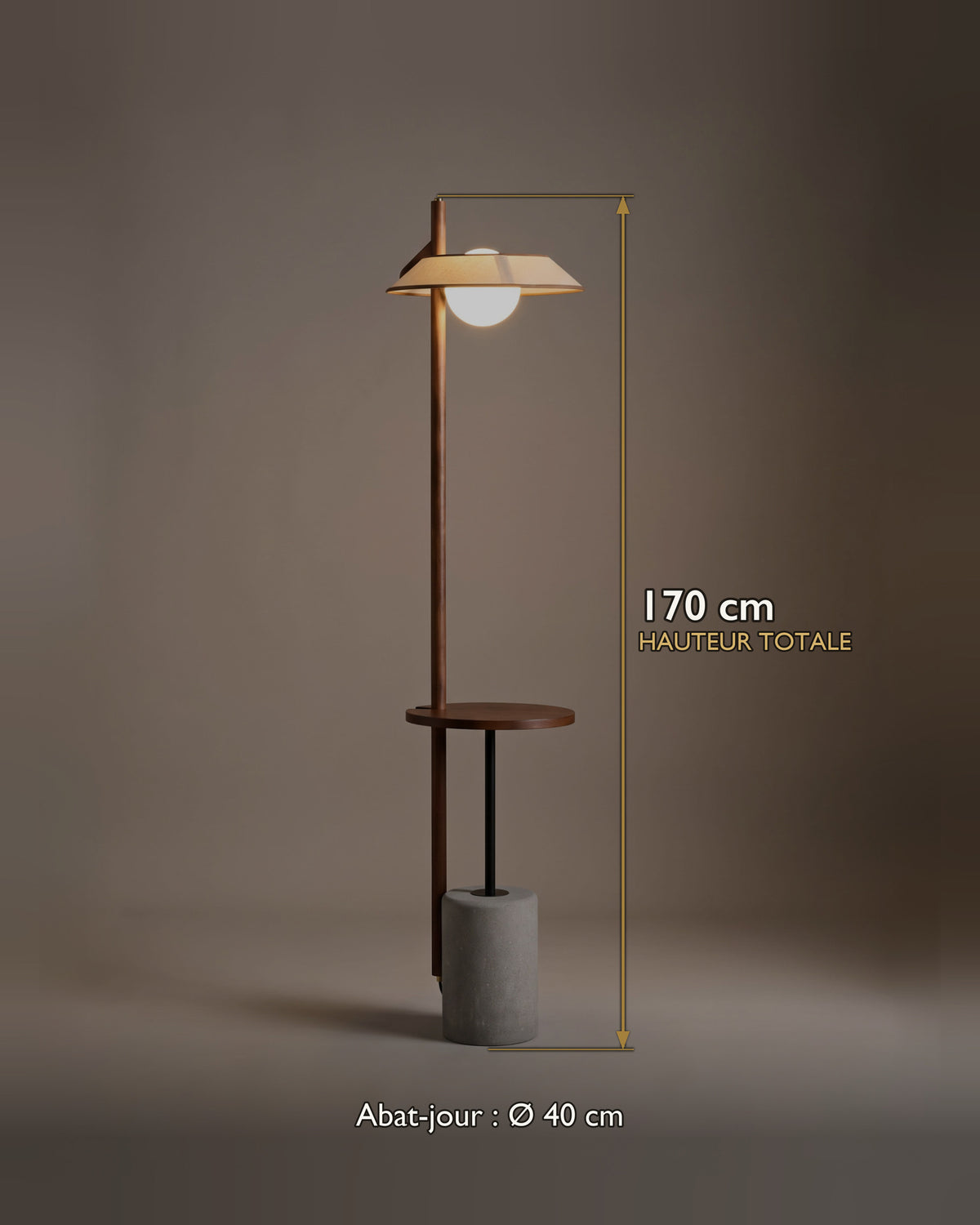 Lampadaire Halte : carte des dimensions