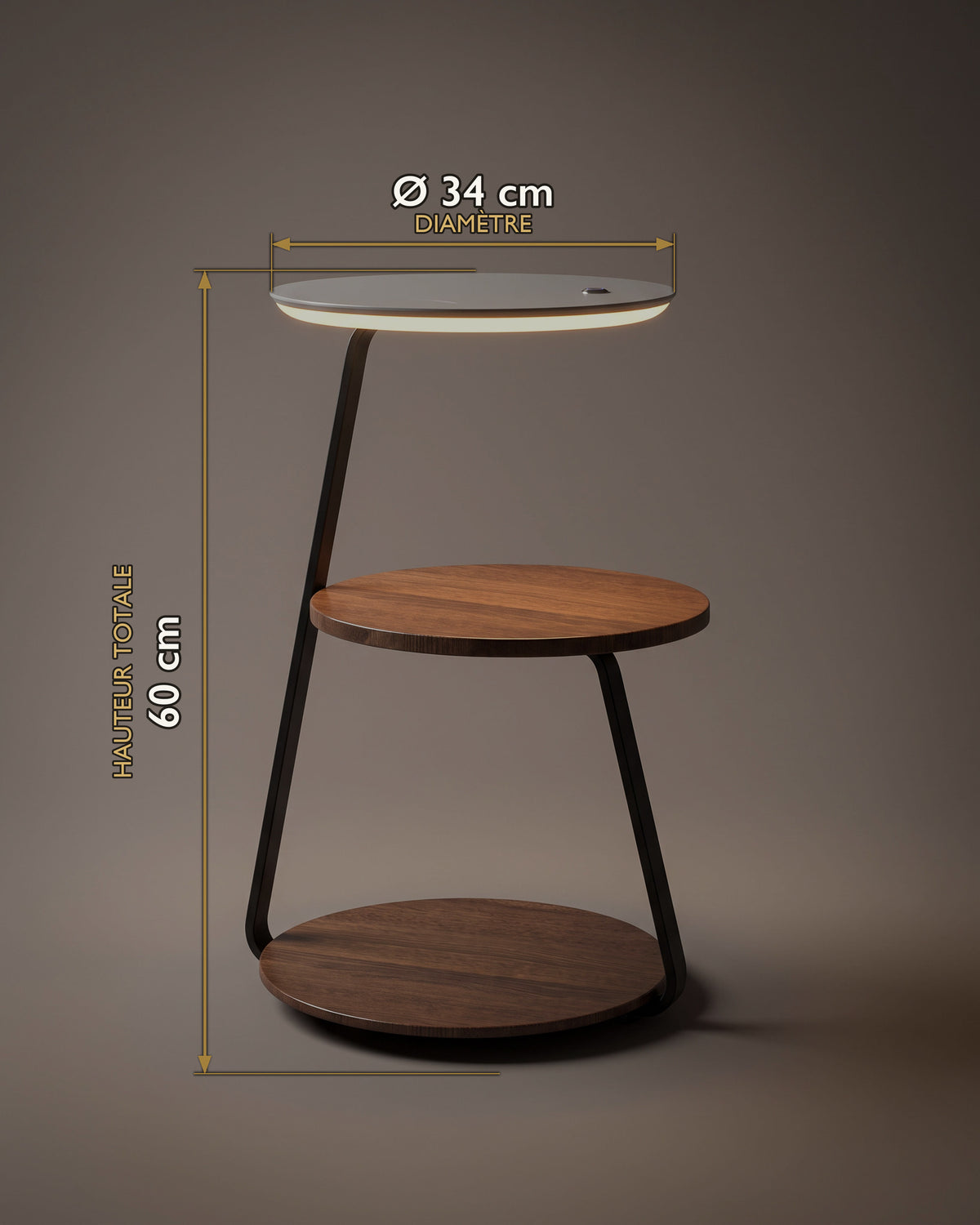 Lampadaire Guéridon : carte des dimensions