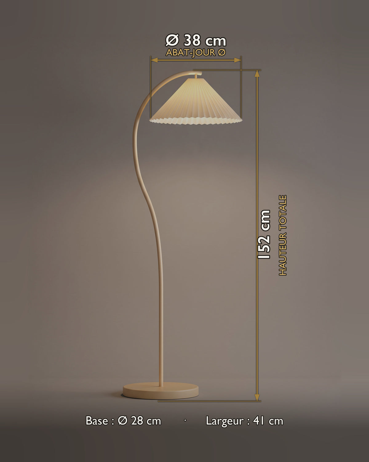 Lampadaire Cygne : carte des dimensions