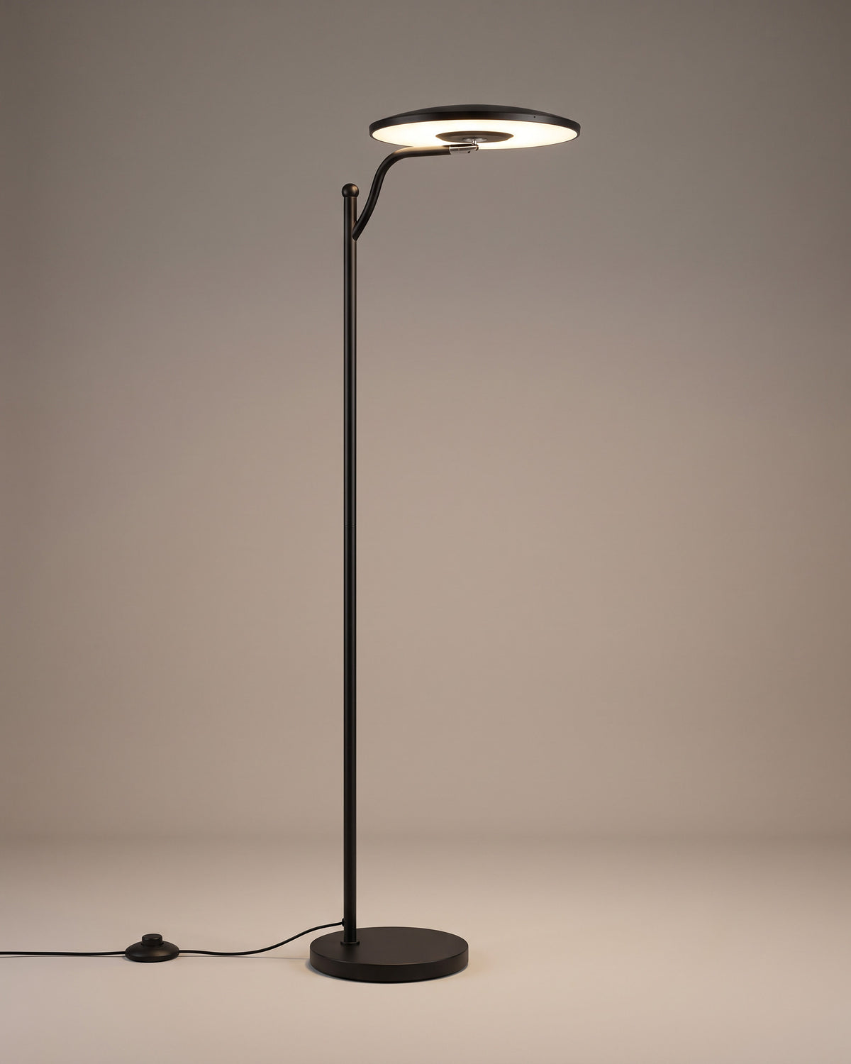 Lampadaire Liseuse, lecture LED, tête orientable, vue d'ensemble sur fond neutre