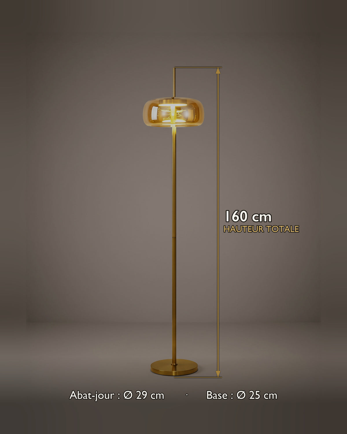 Lampadaire Cabochon : carte des dimensions
