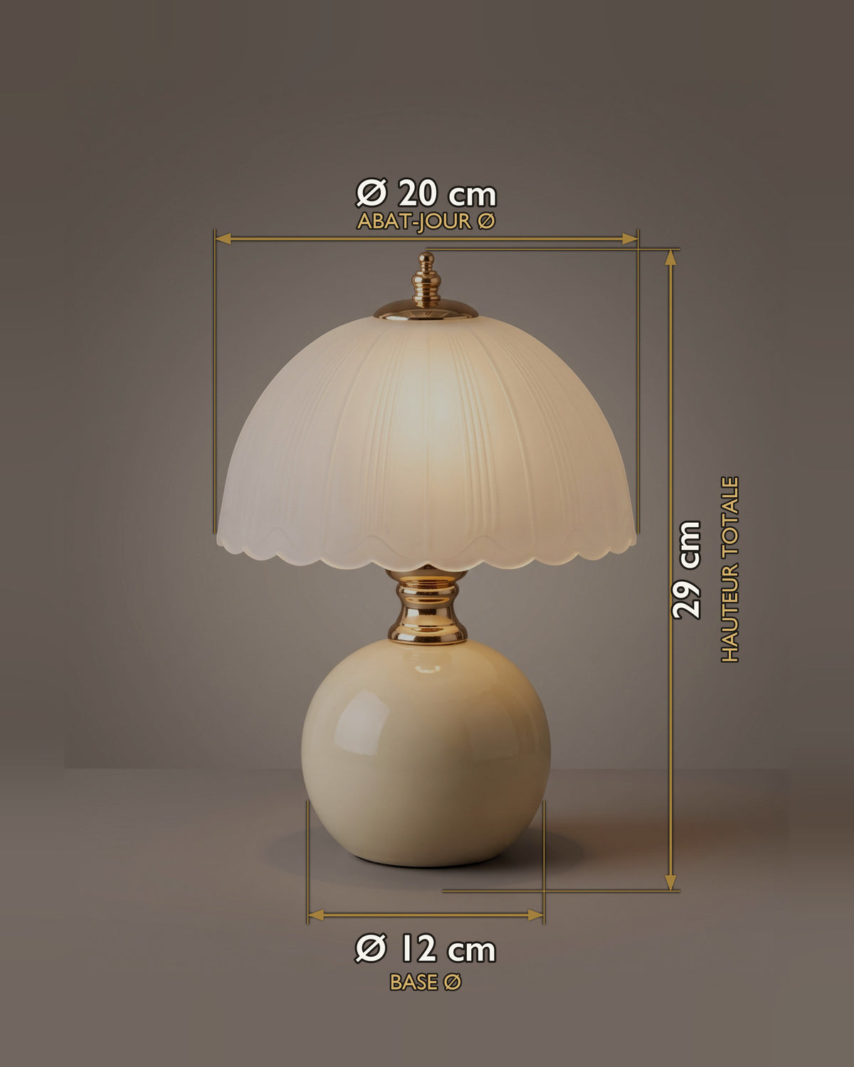 Lampe de table Camomille : carte des dimensions