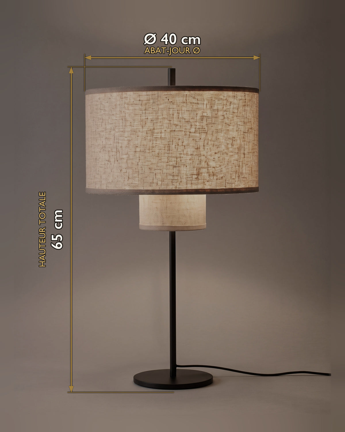 Lampe de table Duplex : carte des dimensions