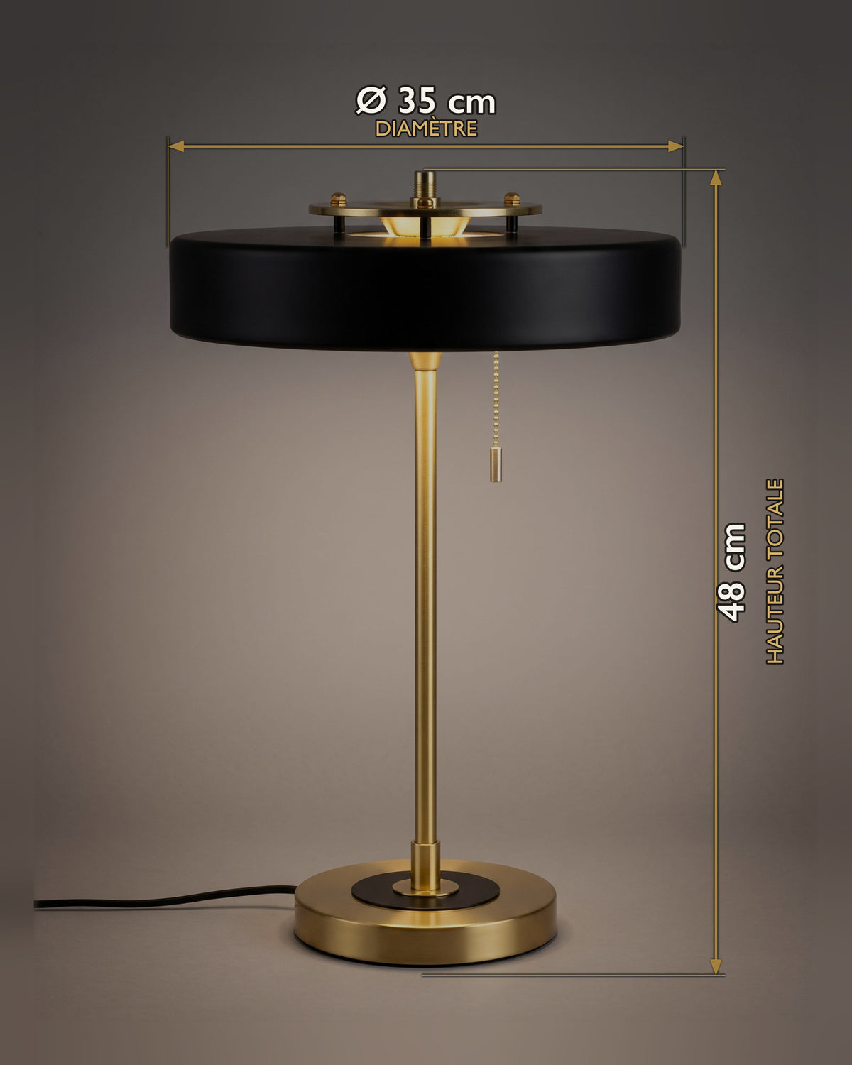 Lampe de table Médaillon : carte des dimensions