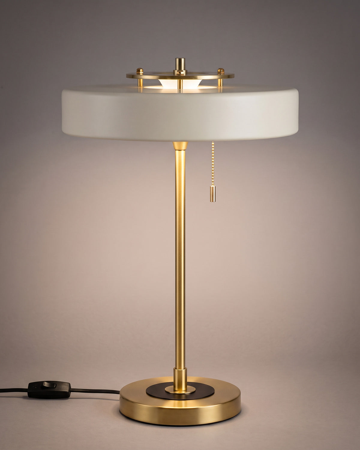 Lampe de table Médaillon, blanc laiton