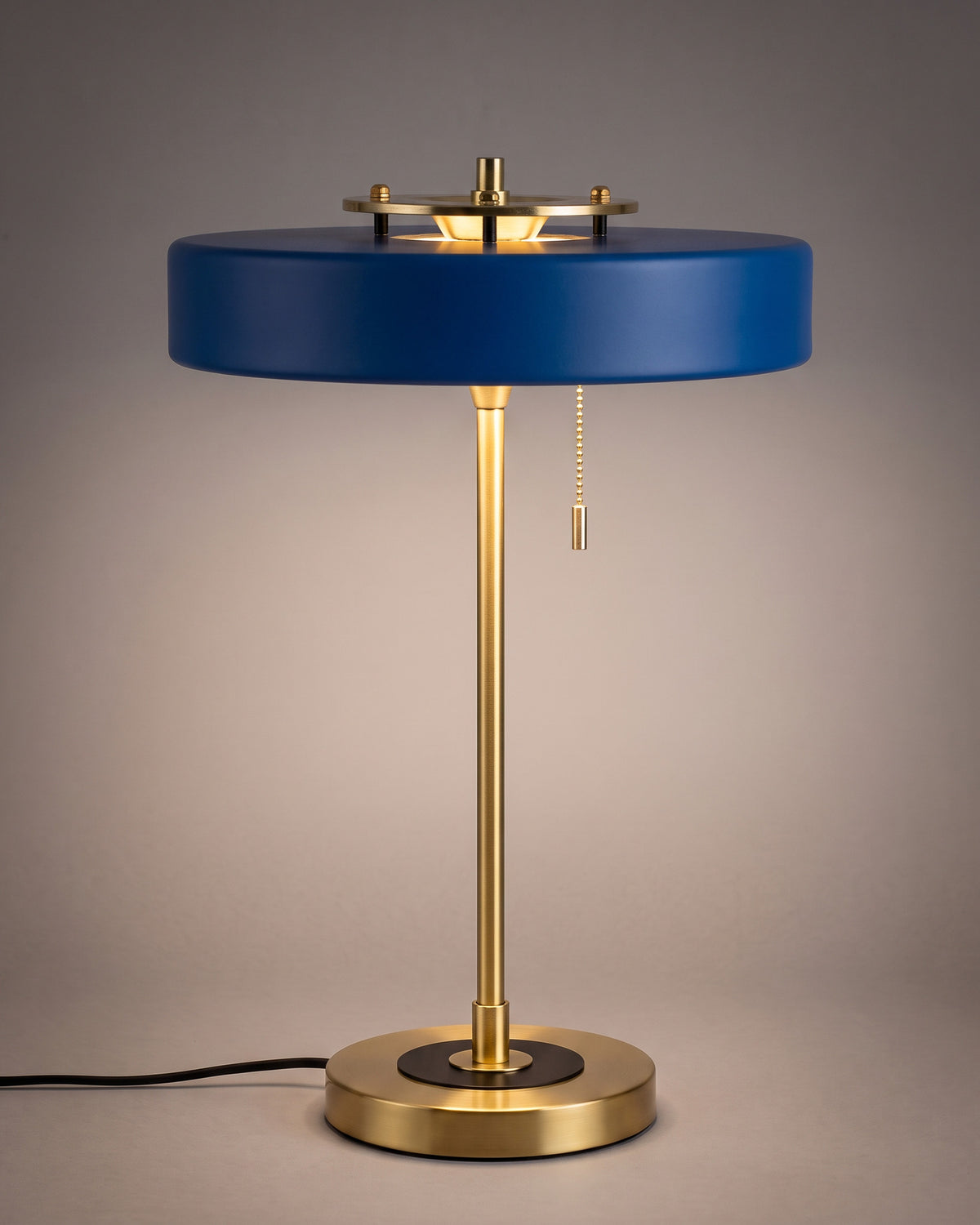 Lampe de table Médaillon, bleu laiton