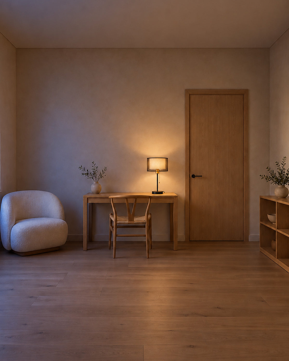 Lampe de table Gaze dans une chambre, en soirée