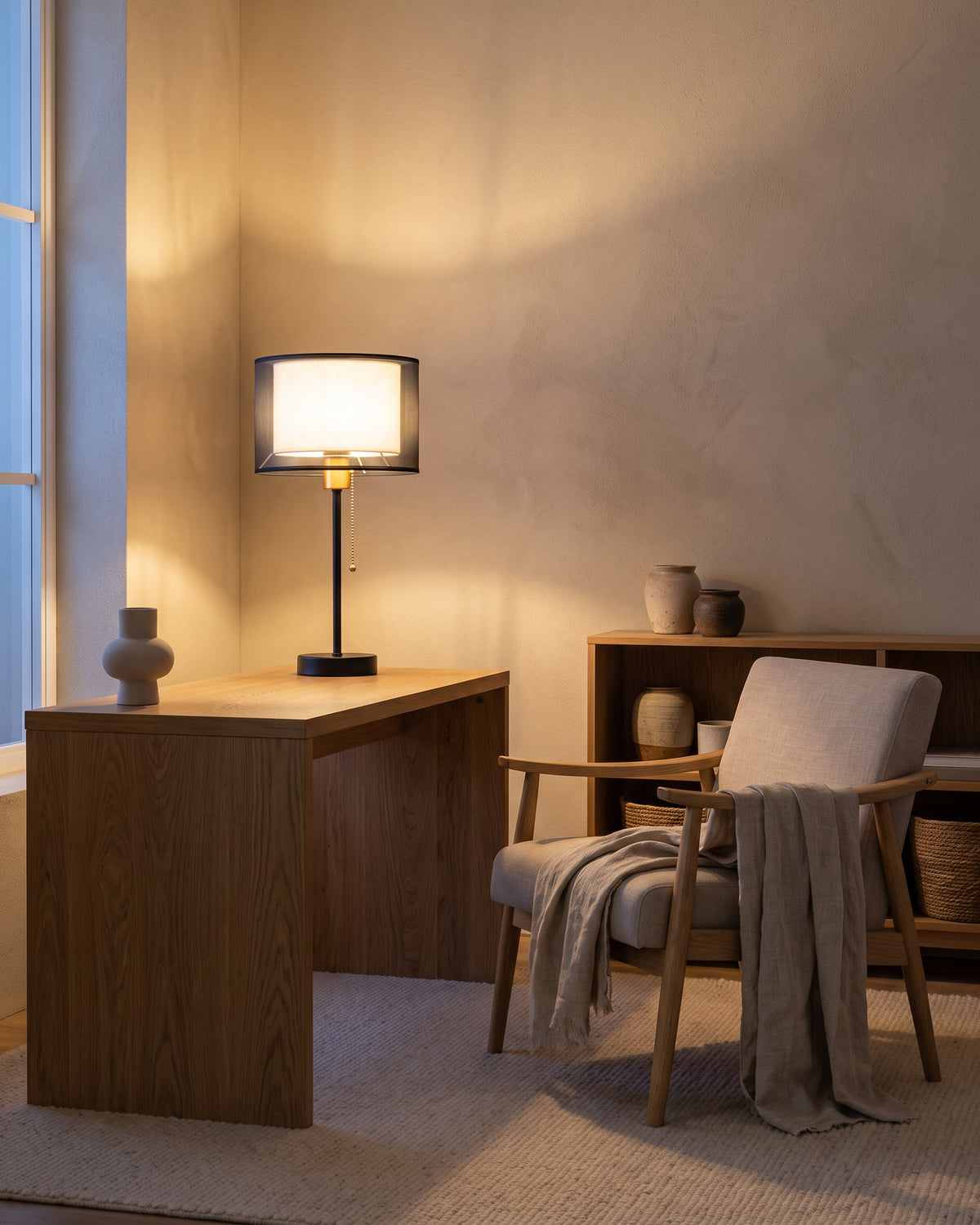 Lampe de table Gaze dans une autre ambiance, allumée