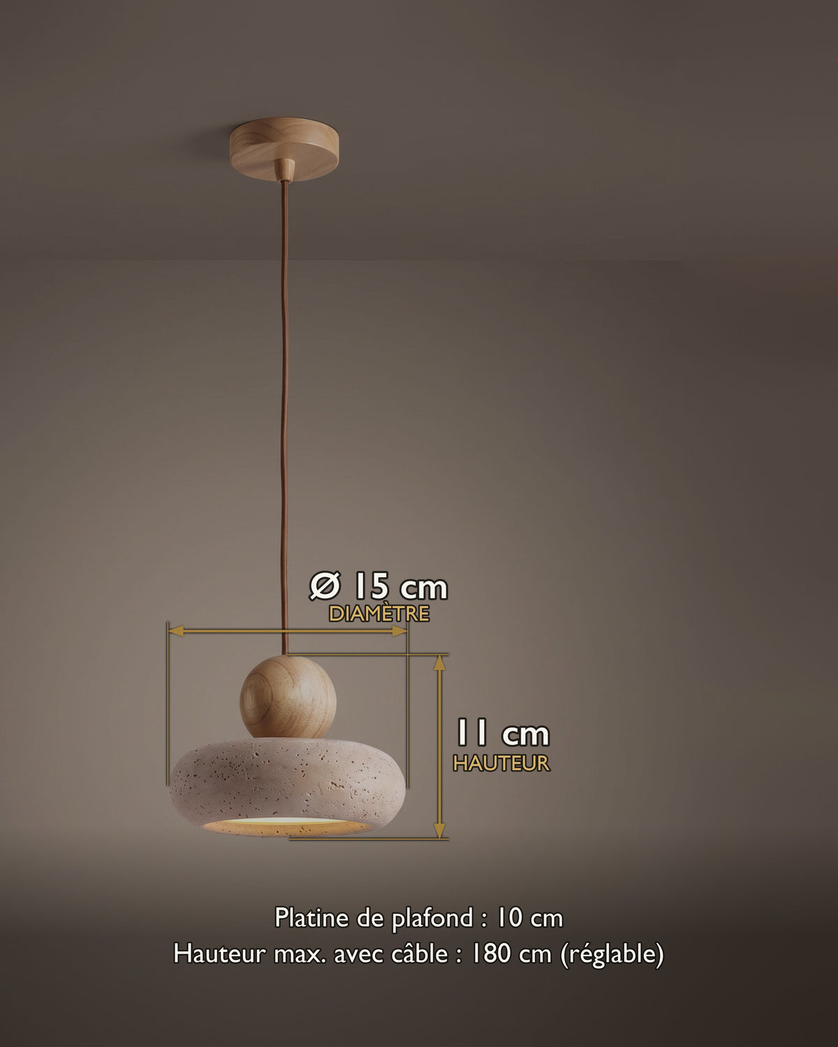 Suspension Caillou : carte des dimensions