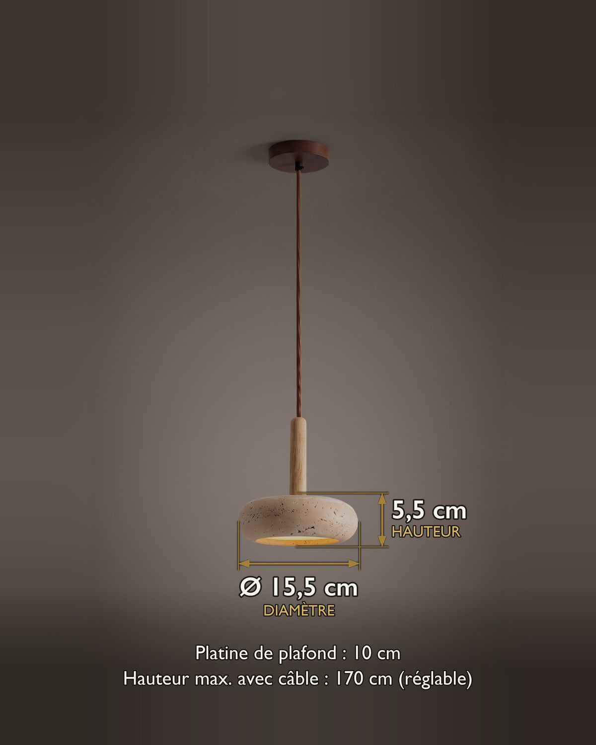 Suspension Coquille : carte des dimensions