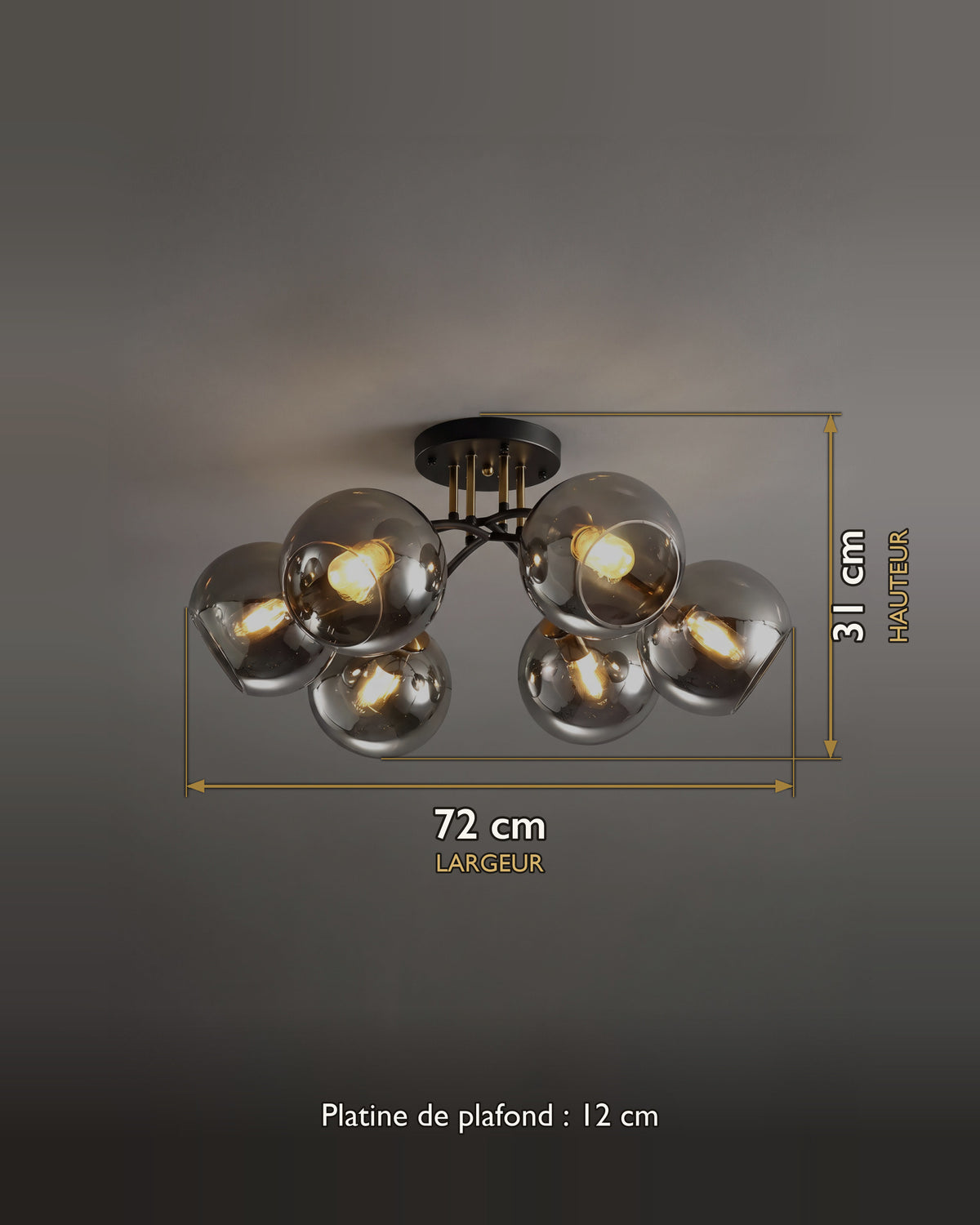 Plafonnier Bulles : carte des dimensions