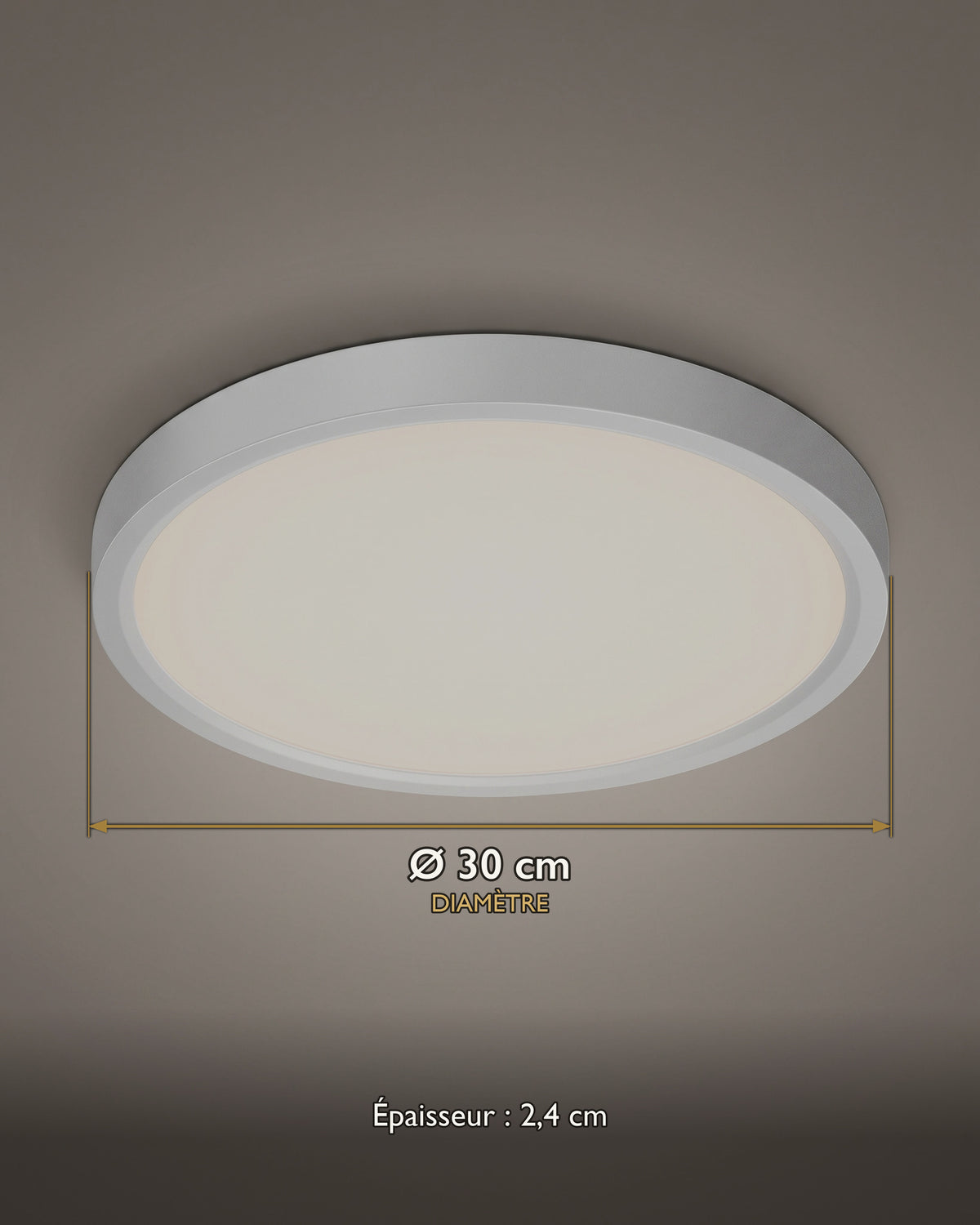Carte des dimensions du plafonnier LED rond extra-plat à détecteur de mouvement