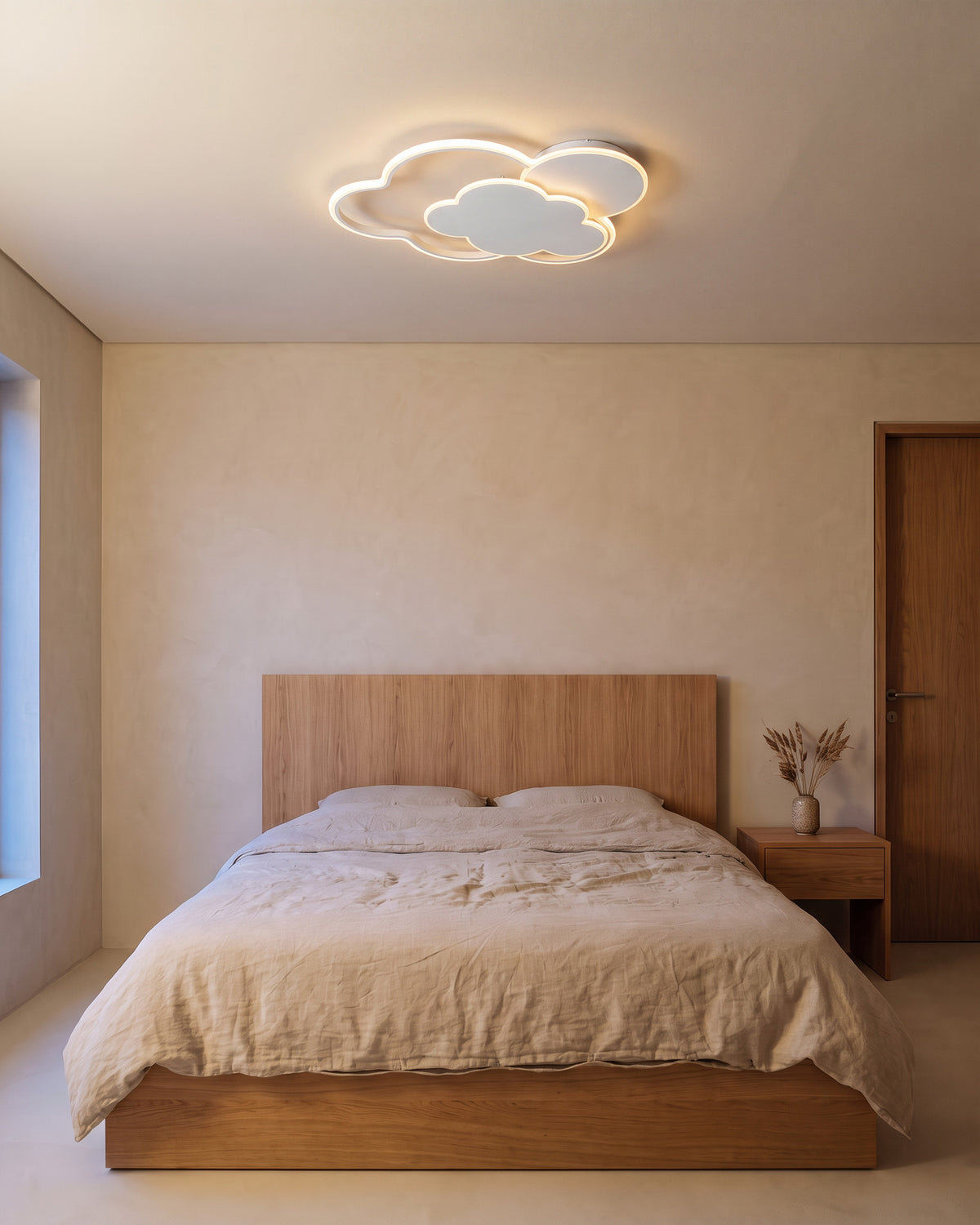 Plafonnier Cumulus (nuages LED, chambre d'enfant) dans une seconde pièce, allumé