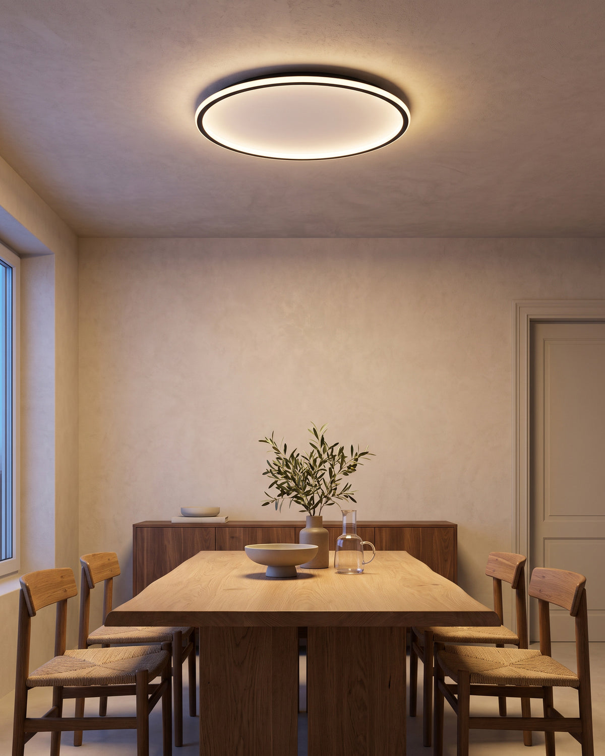 Plafonnier Cerclé (anneau LED extra-plat) dans une seconde pièce, allumé