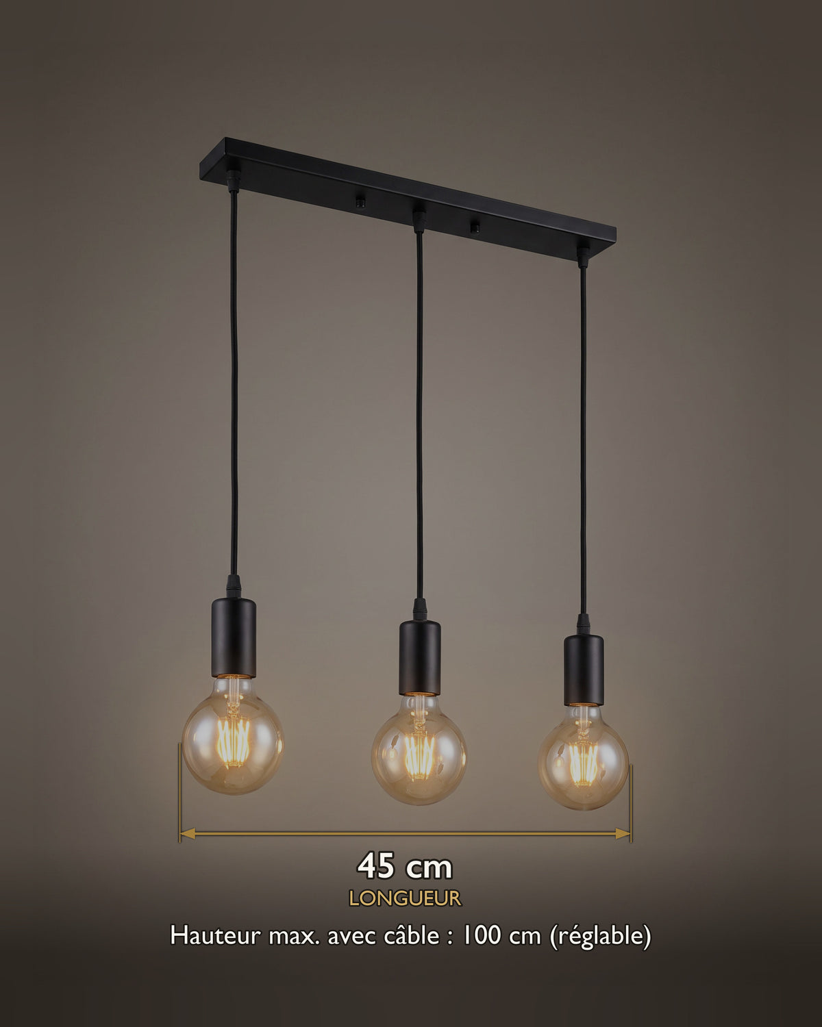 Suspension Chapelet : carte des dimensions