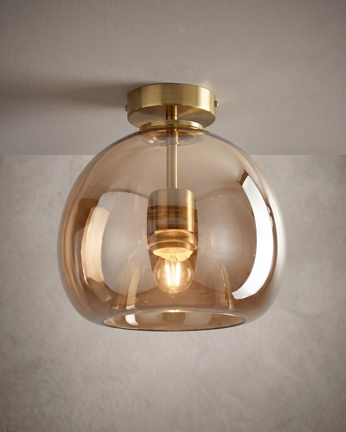 Suspension Fumerolle, cognac laiton