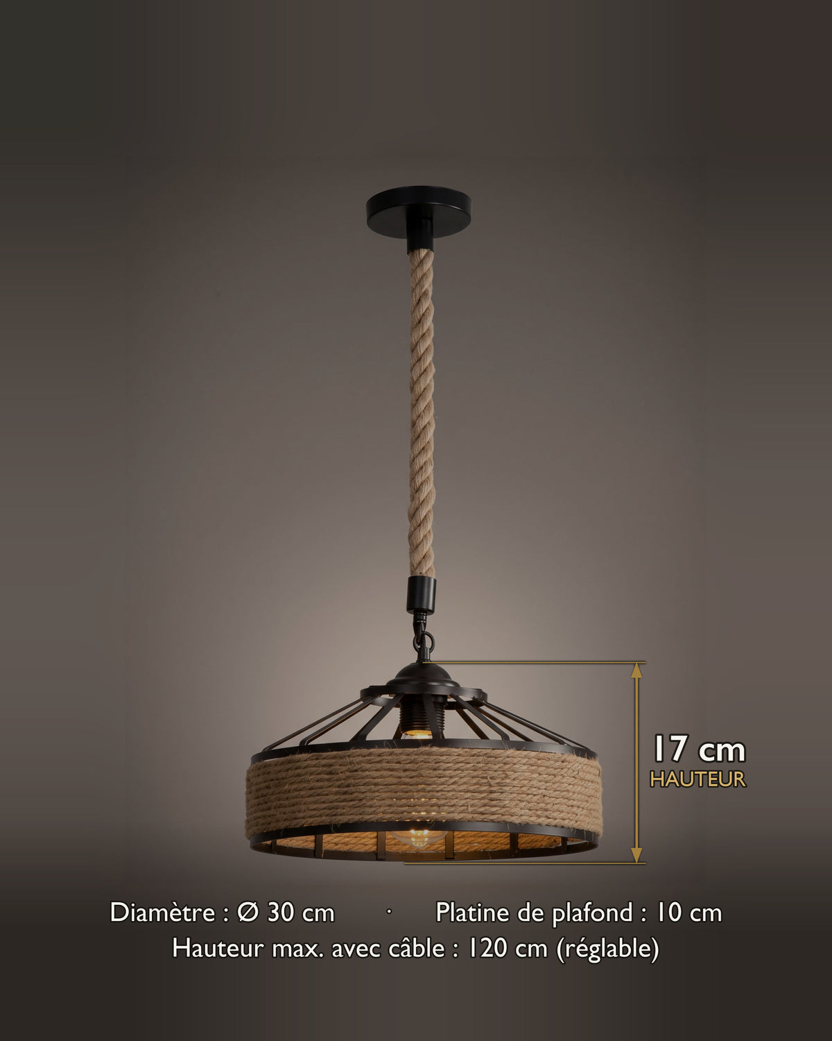 Suspension Hunier : carte des dimensions