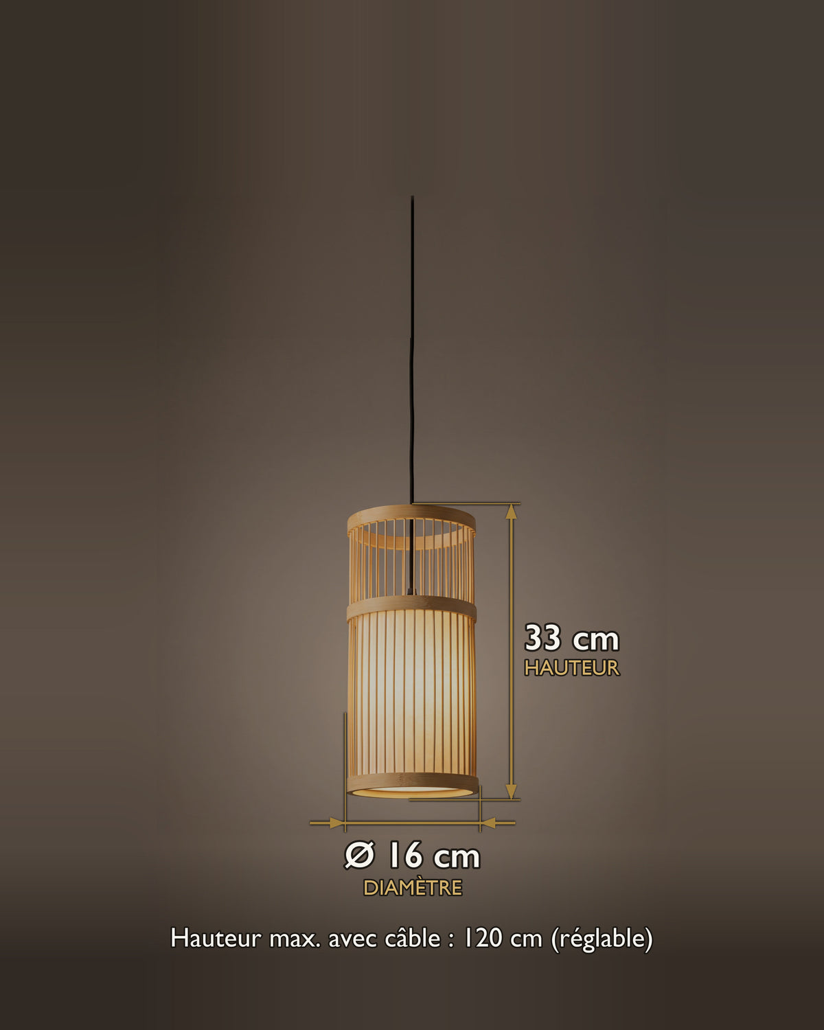Suspension Lattis : carte des dimensions