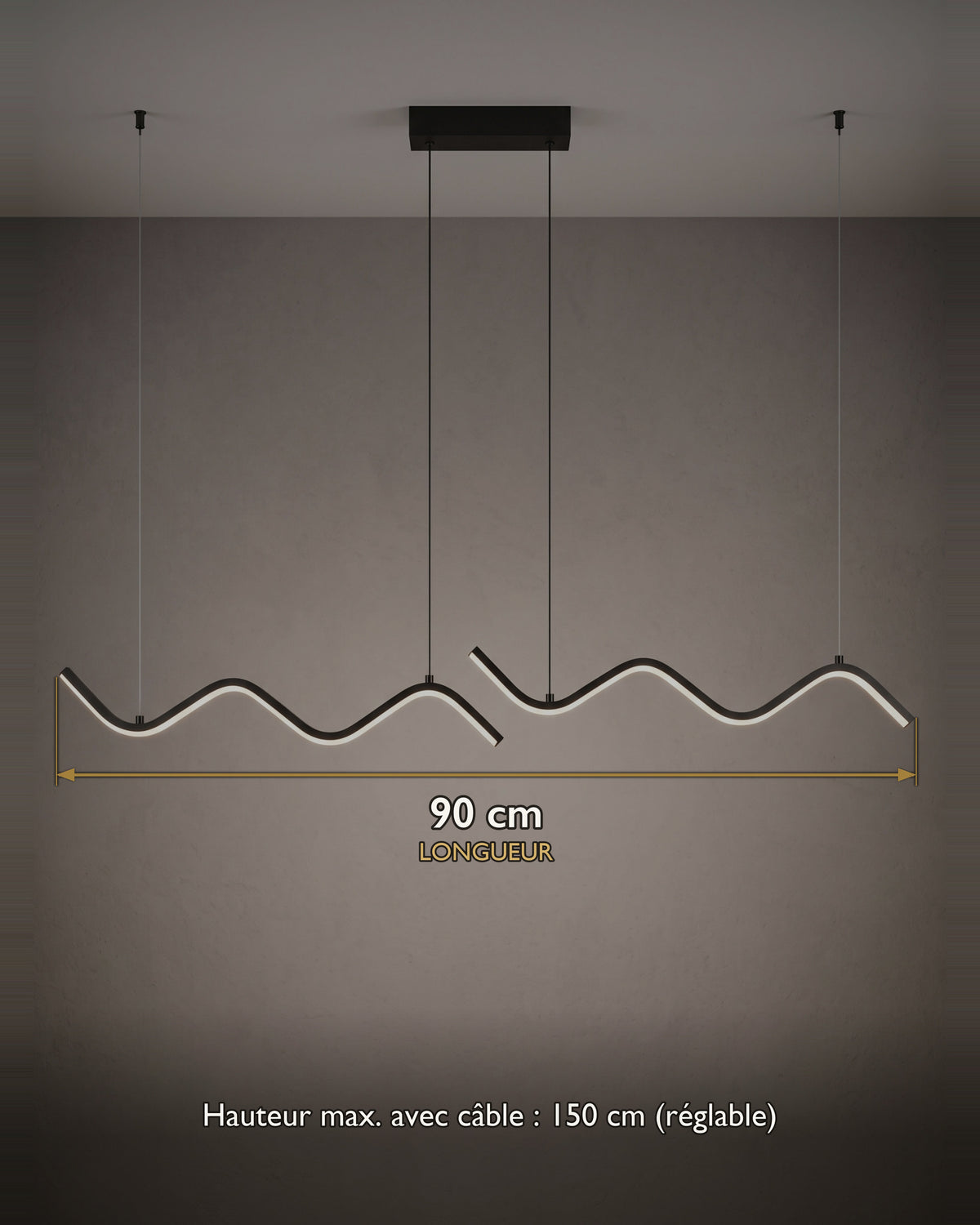 Suspension Sinusoïde : carte des dimensions