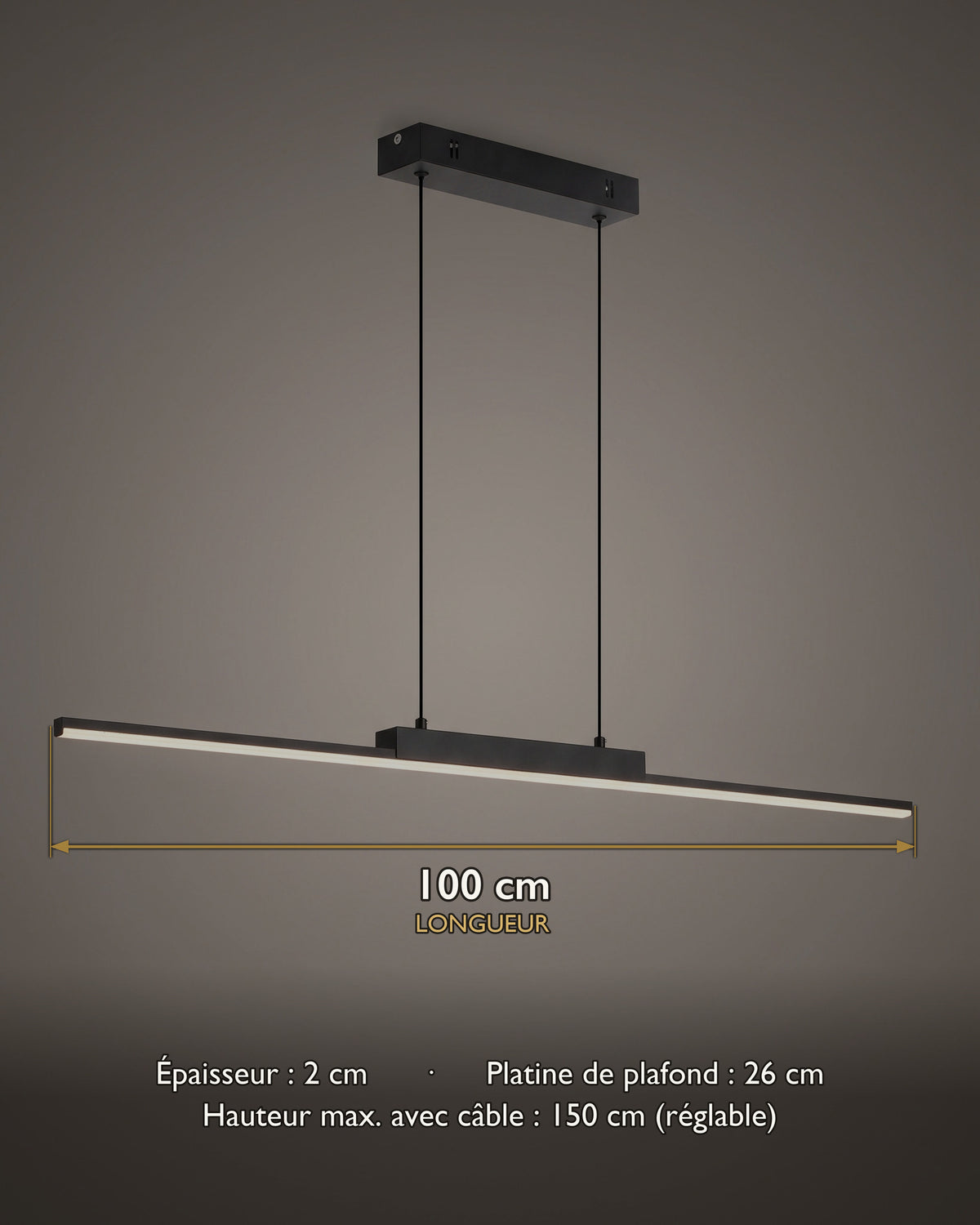 Suspension Liseré : carte des dimensions