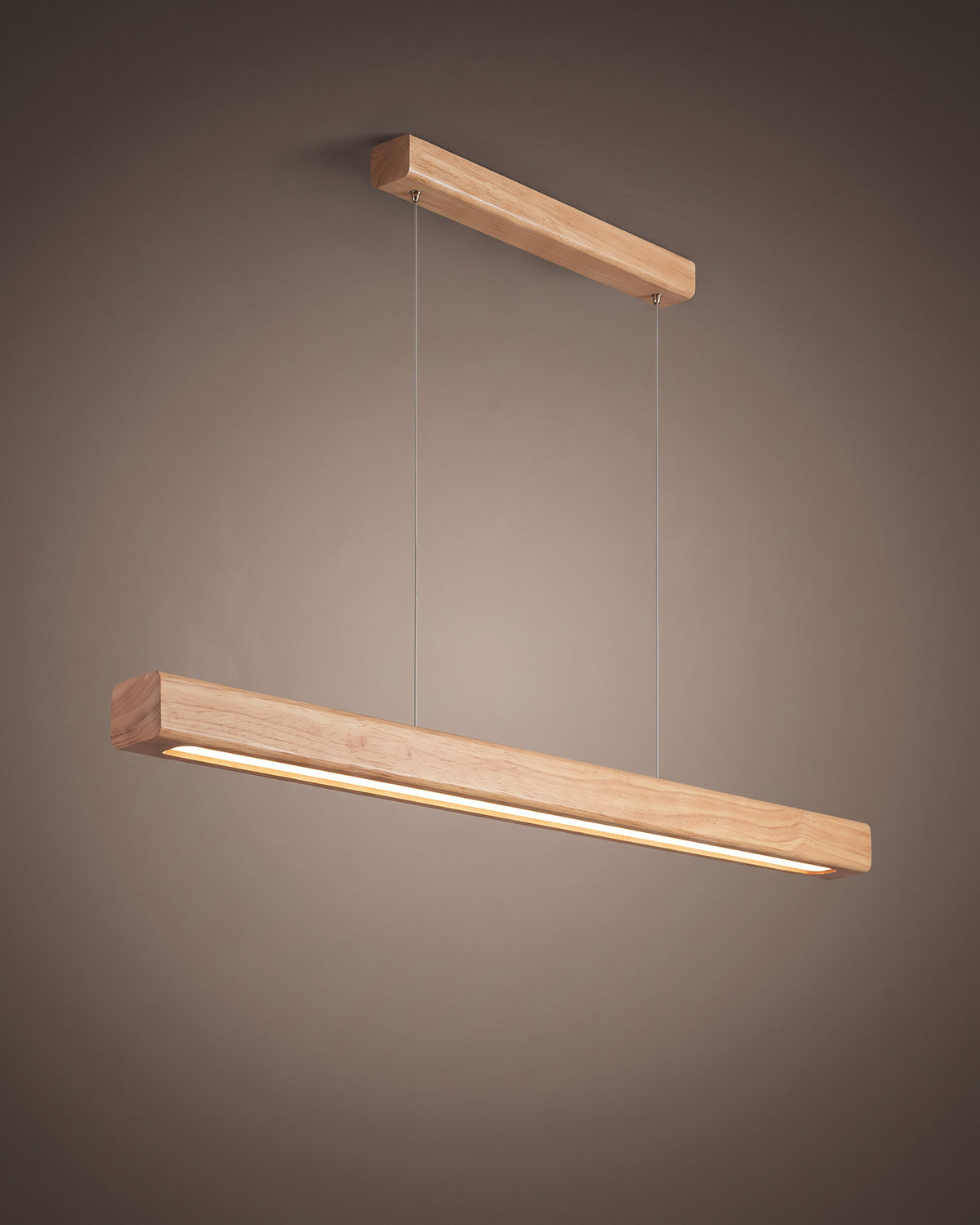 Suspension Poutre, finition bois clair