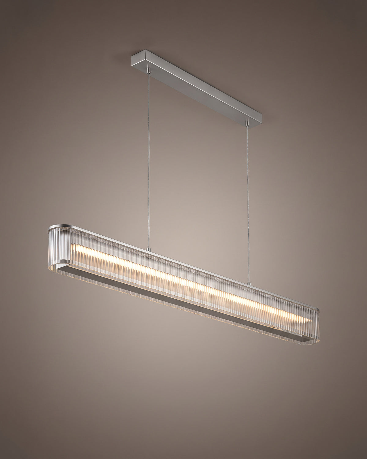 Suspension Cannelure, finition argent transparent
