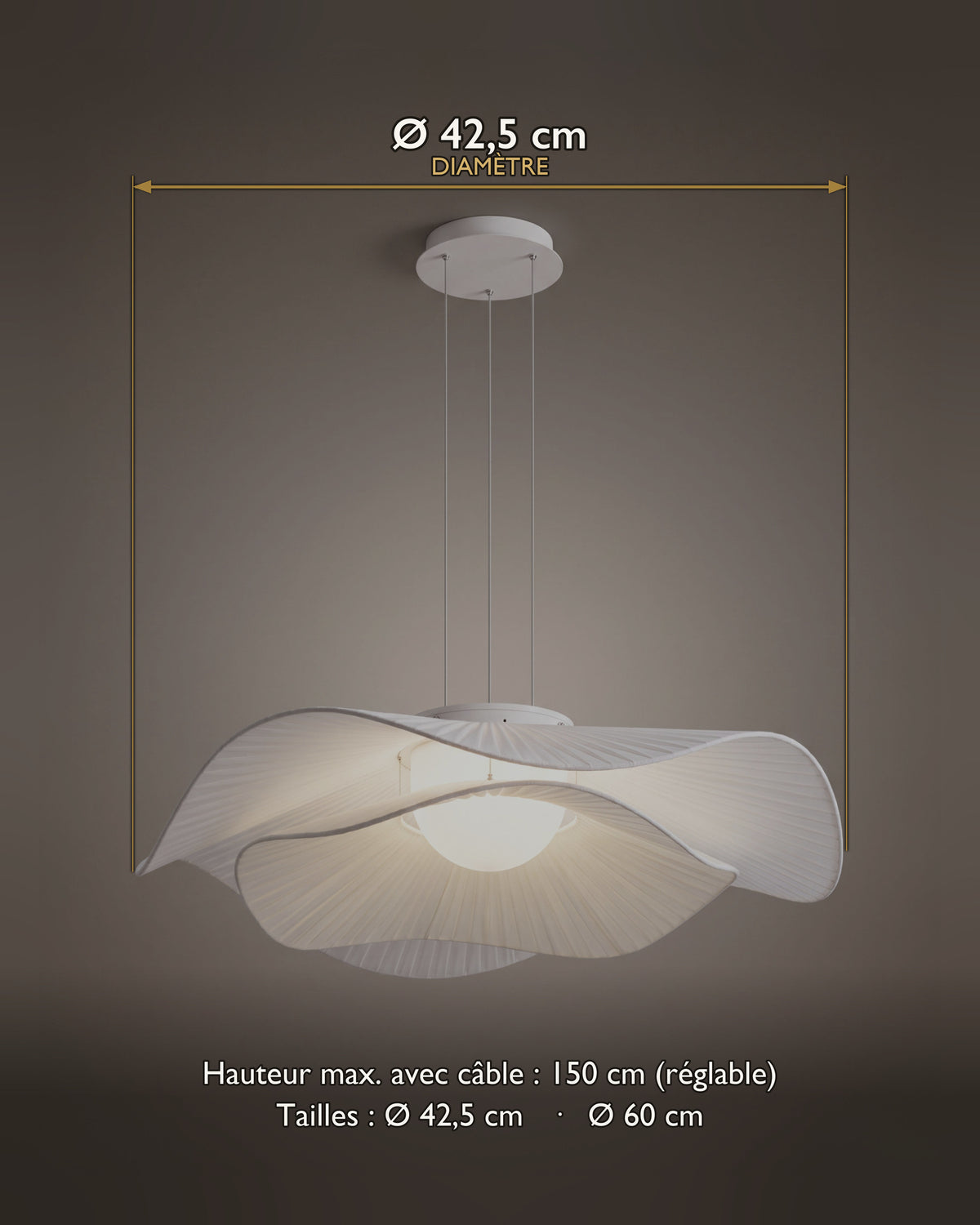 Suspension Nénuphar : carte des dimensions