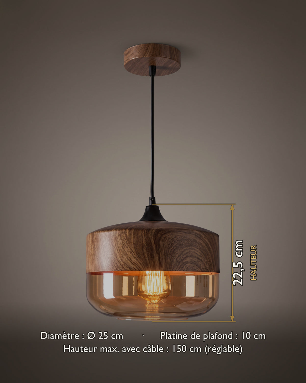 Suspension Havane : carte des dimensions